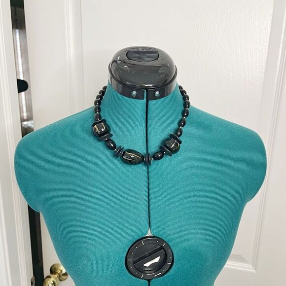 Made in Japan Chunky Round Beaded Hand Painted Native Choker Fashion Necklace - Picture 2 of 10